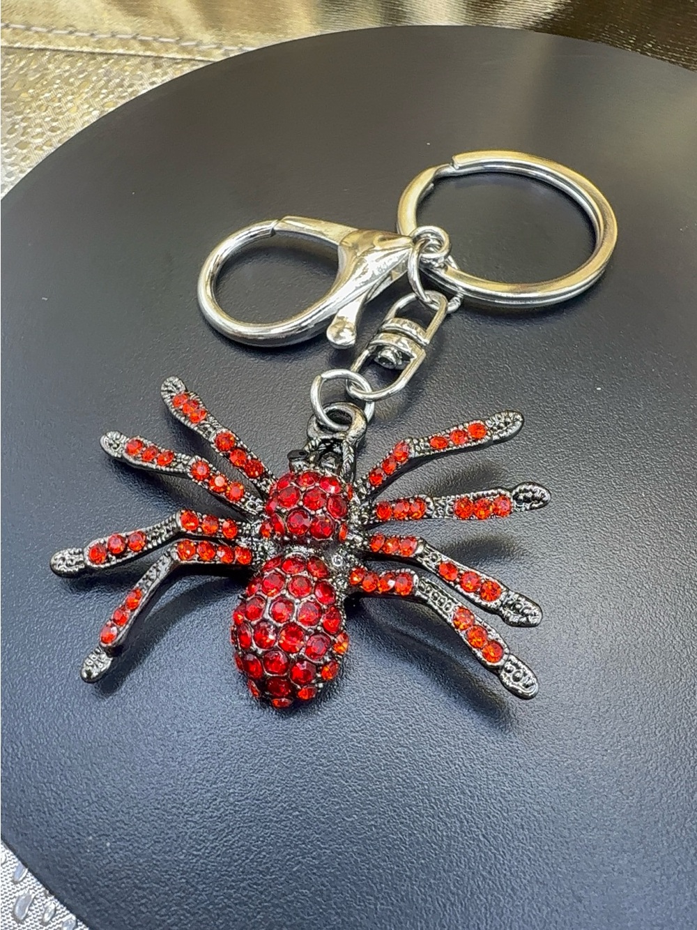 Red Crystal Spider Keychain Keyring - Women Accessories
